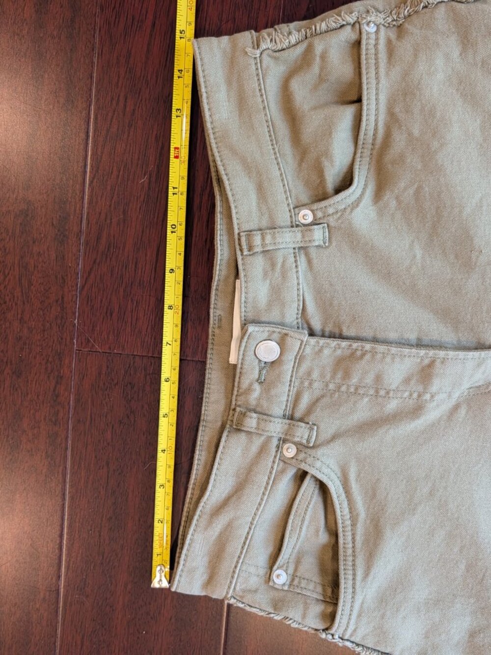 OAK + FORT Olive Green Pants with Raw Edge Side Seams - Size 4 - Picture 4 of 6